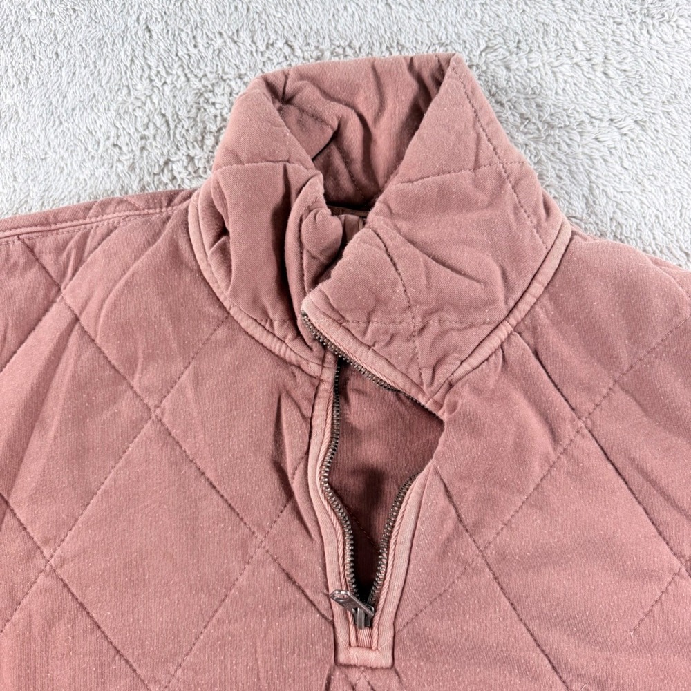 Abercrombie & Fitch Pullover Womens S Mauve Quilted Quarter Zip Garment Dyed - Picture 3 of 8